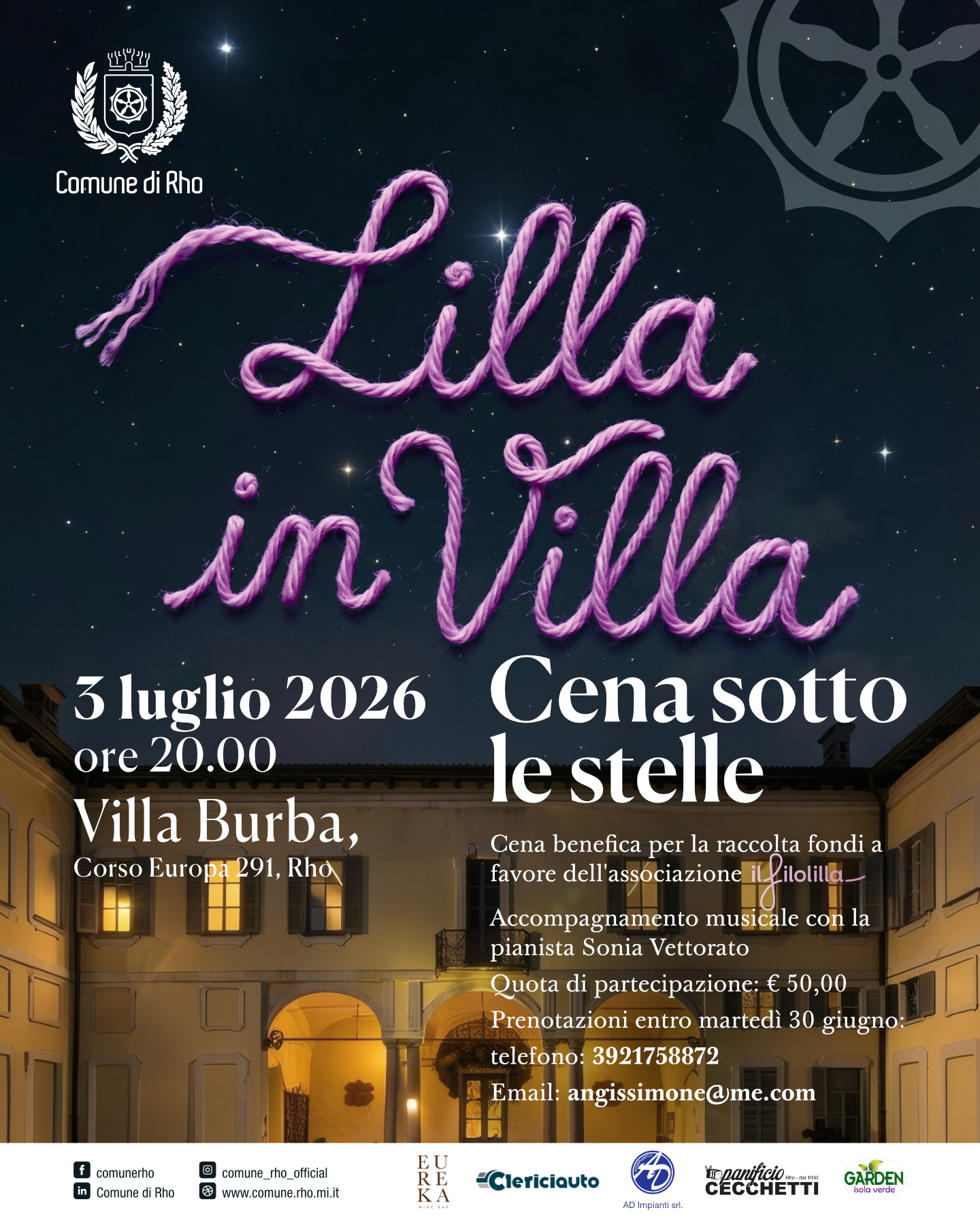 Lilla in Villa - Cena benefica sotto le stelle