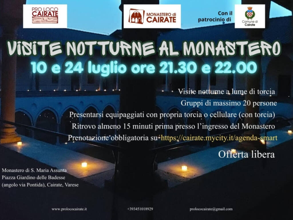 Visite guidate notturne a lume di torcia al Monastero di Cairate