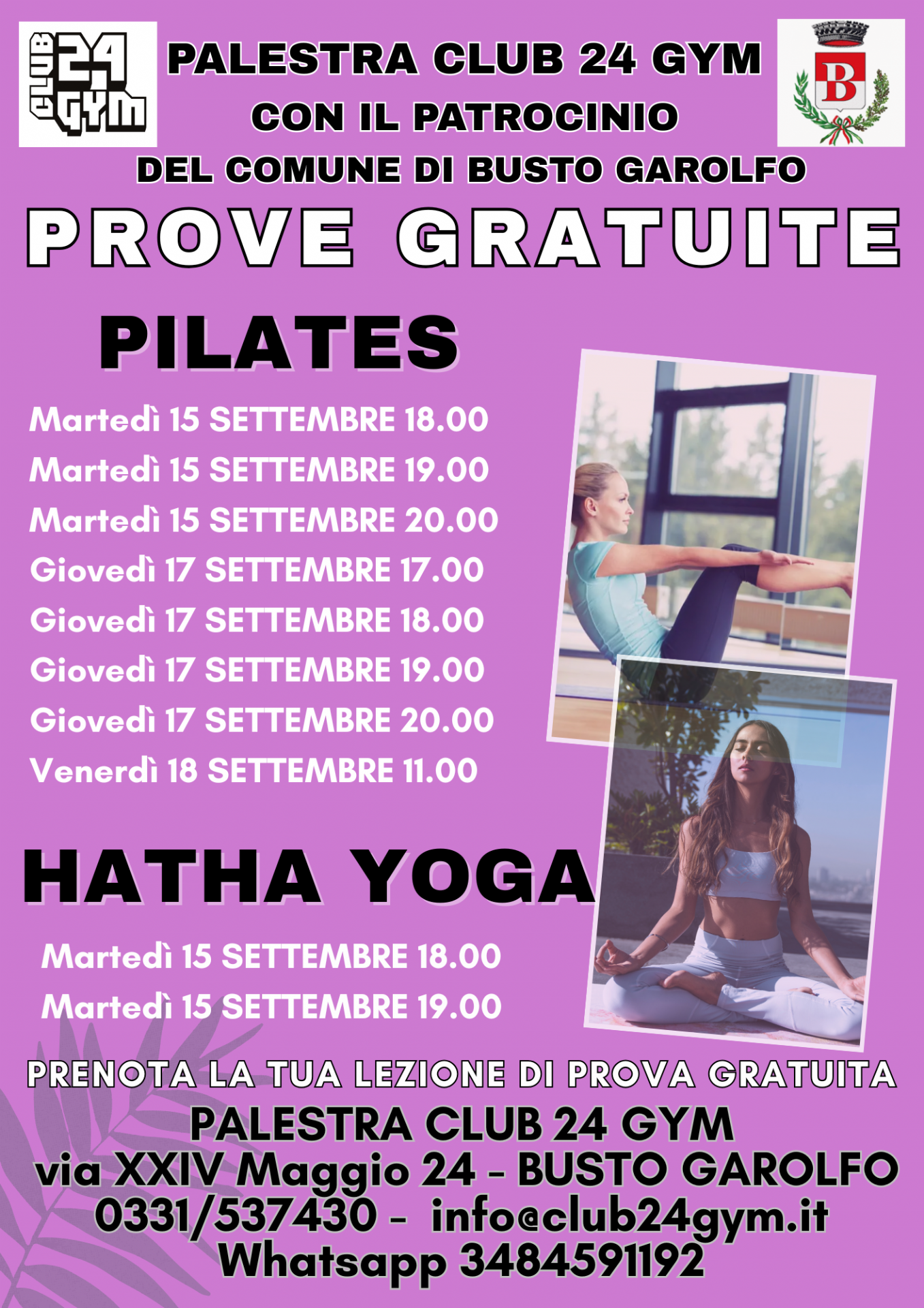 Corso di pilates e hatha yoga