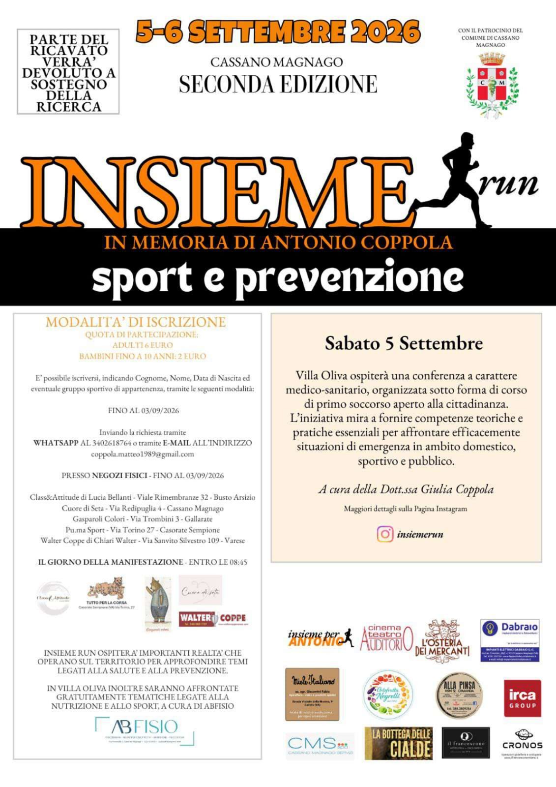 Insieme Run - Sport e Prevenzione (Seconda Edizione) - In Memoria di Antonio Coppola